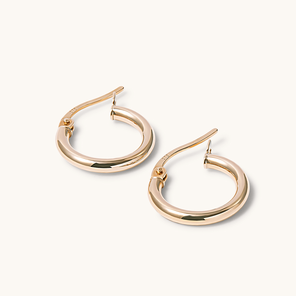 10mm Thin Round Hoop Earrings in 9kt Yellow Gold Earrings Bevilles 
