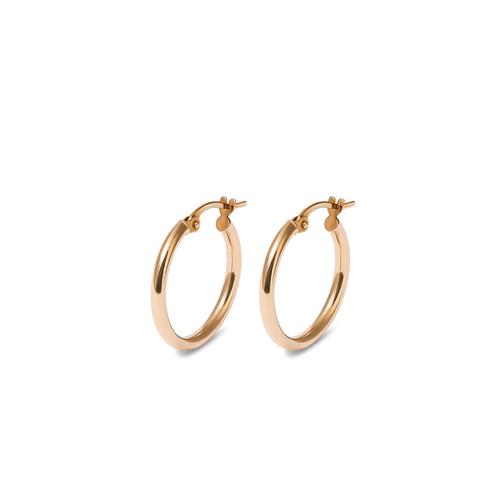 15mm Thin Round Hoop Earrings in 9kt Yellow Gold Earrings Bevilles 