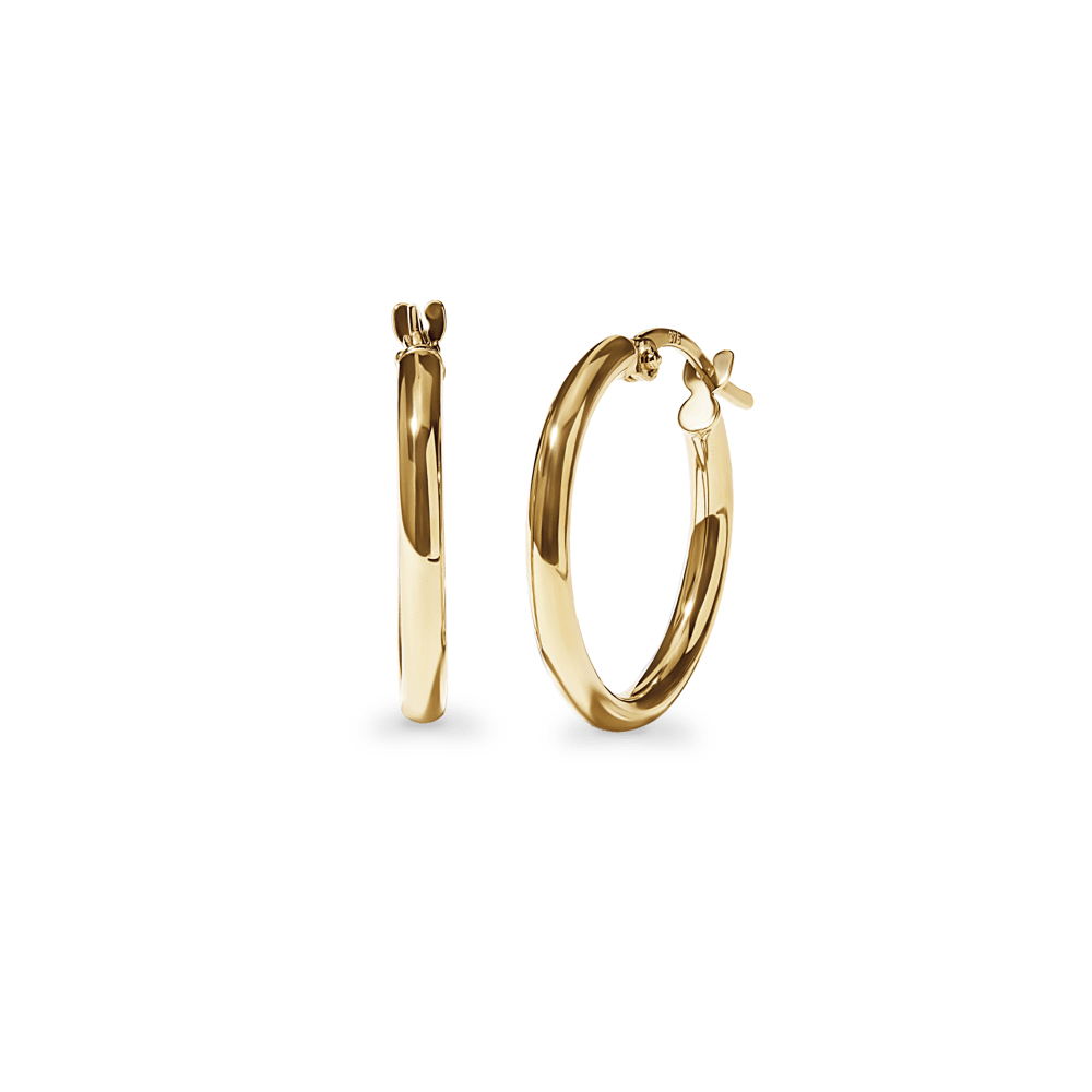 15mm Thin Round Hoop Earrings in 9kt Yellow Gold Earrings Bevilles 