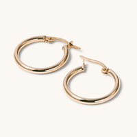 15mm Thin Round Hoop Earrings in 9kt Yellow Gold Earrings Bevilles 