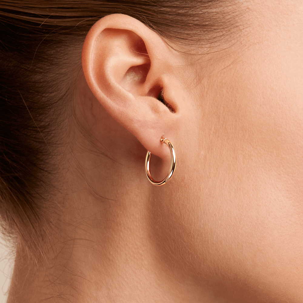 15mm Thin Round Hoop Earrings in 9kt Yellow Gold Earrings Bevilles 