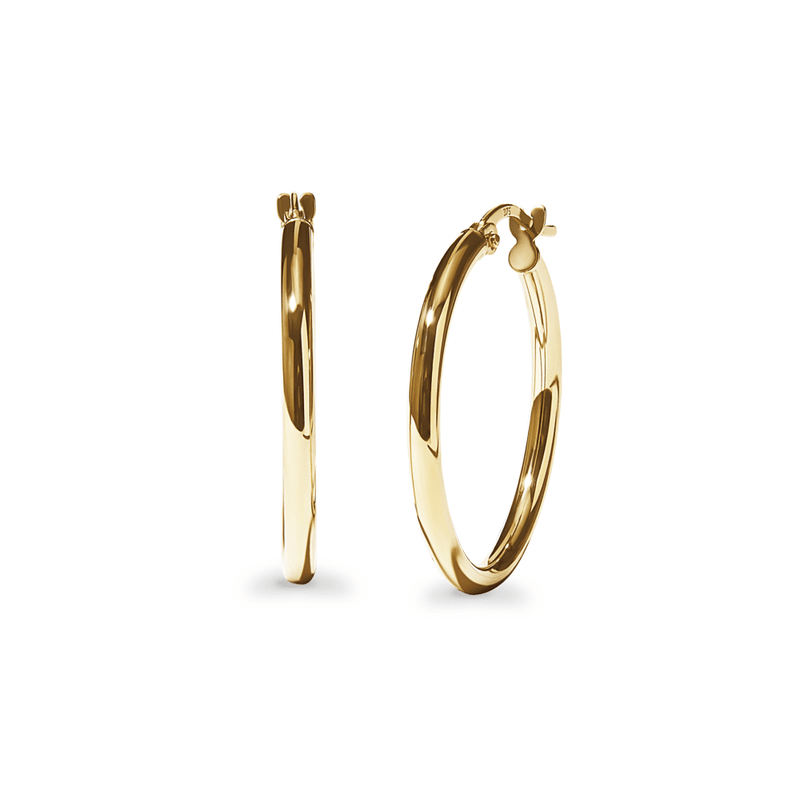 20mm Thin Round Hoop Earrings in 9kt Yellow Gold Earrings Bevilles 