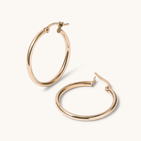 20mm Thin Round Hoop Earrings in 9kt Yellow Gold Earrings Bevilles 