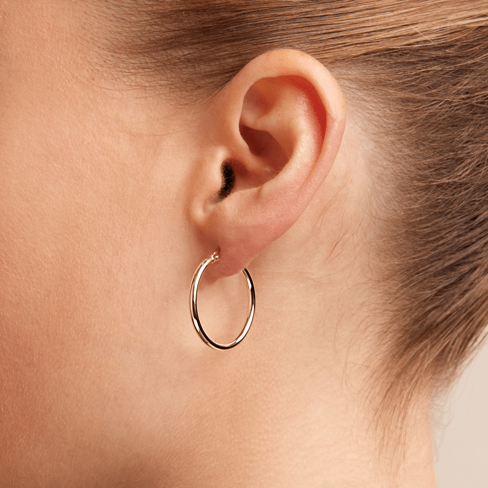 20mm Thin Round Hoop Earrings in 9kt Yellow Gold Earrings Bevilles 