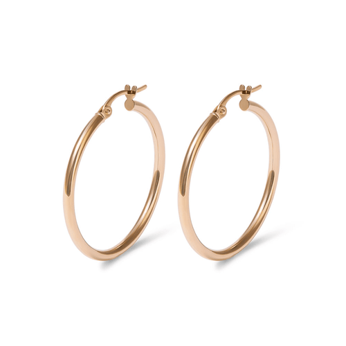 25mm Thin Round Hoop Earrings in 9kt Yellow Gold Earrings Bevilles 