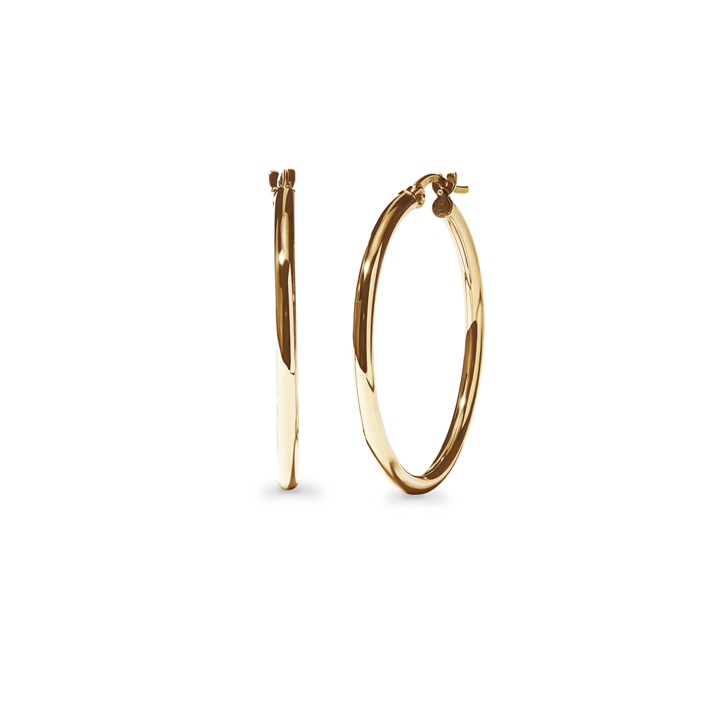 25mm Thin Round Hoop Earrings in 9kt Yellow Gold Earrings Bevilles 