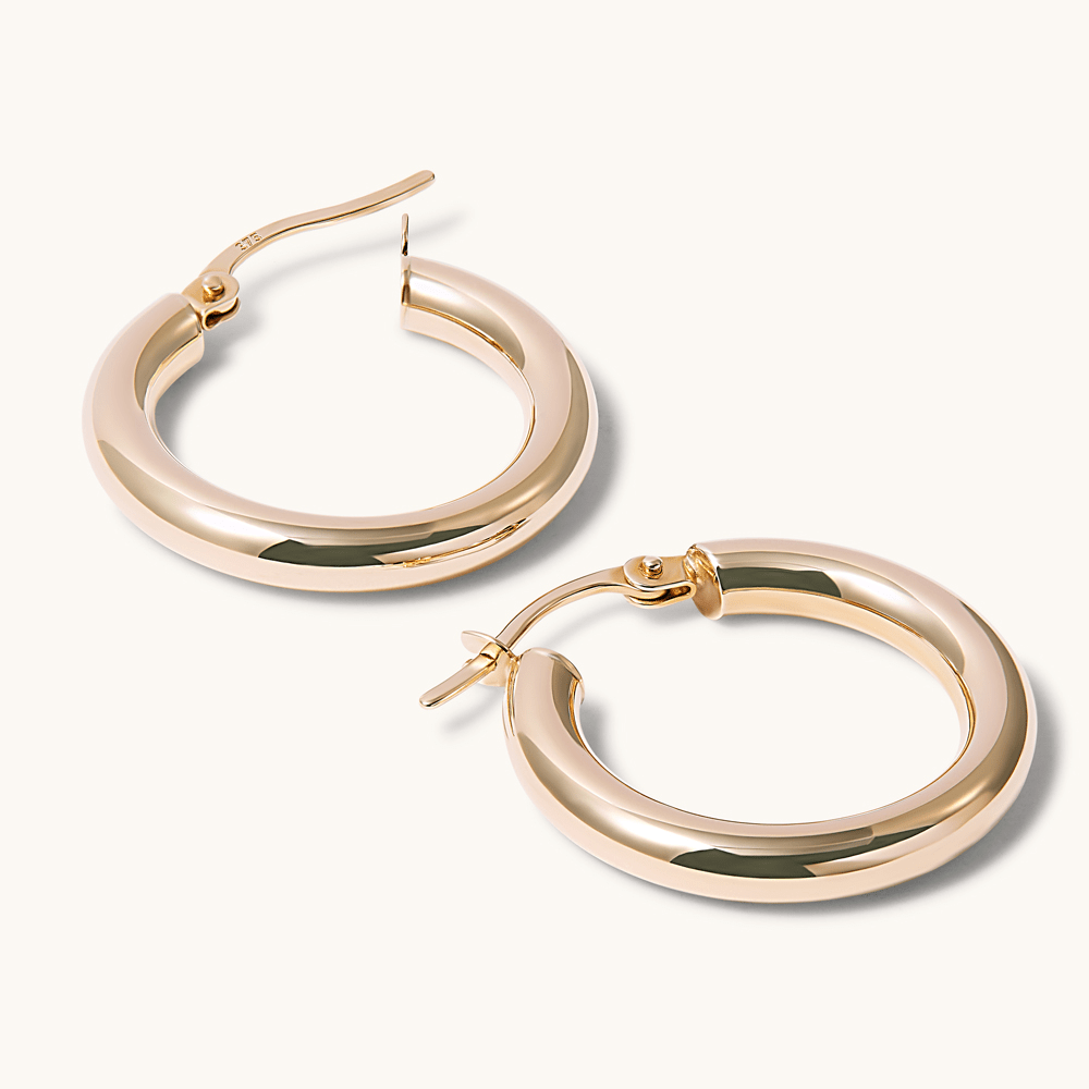 15mm Round Hoop Earrings in 9kt Yellow Gold Earrings Bevilles 