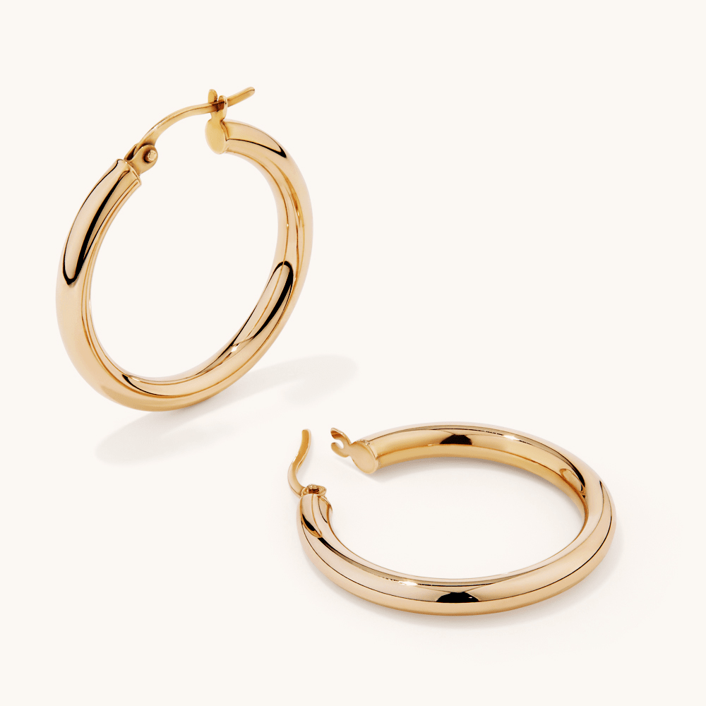 20mm Round Hoop Earrings in 9kt Yellow Gold Earrings Bevilles 