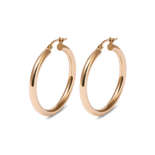 25mm Round Hoop Earrings in 9kt Yellow Gold Earrings Bevilles 