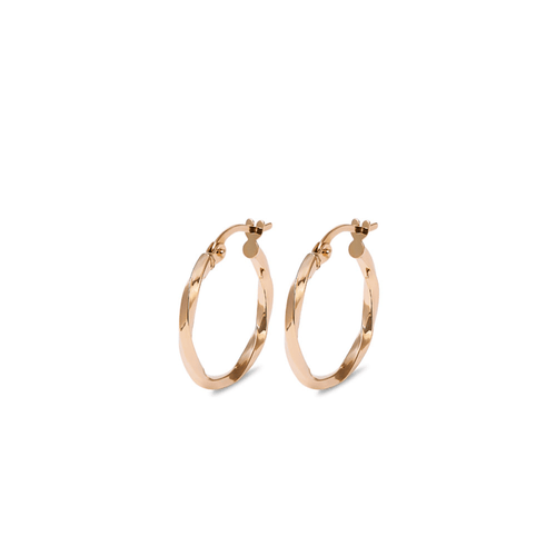 15mm Round Twist Hoop Earrings in 9kt Yellow Gold Earrings Bevilles 