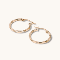 15mm Round Twist Hoop Earrings in 9kt Gold Earrings Bevilles 