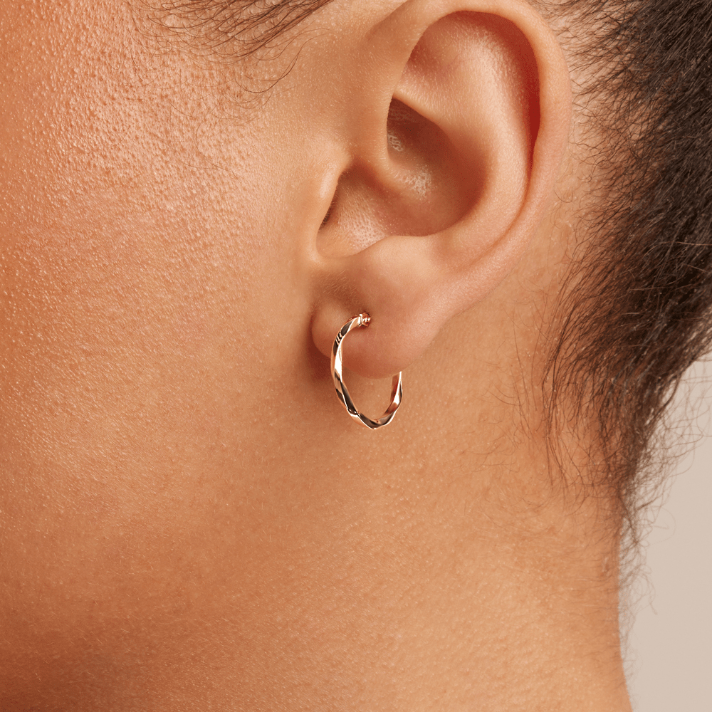 15mm Round Twist Hoop Earrings in 9kt Gold Earrings Bevilles 