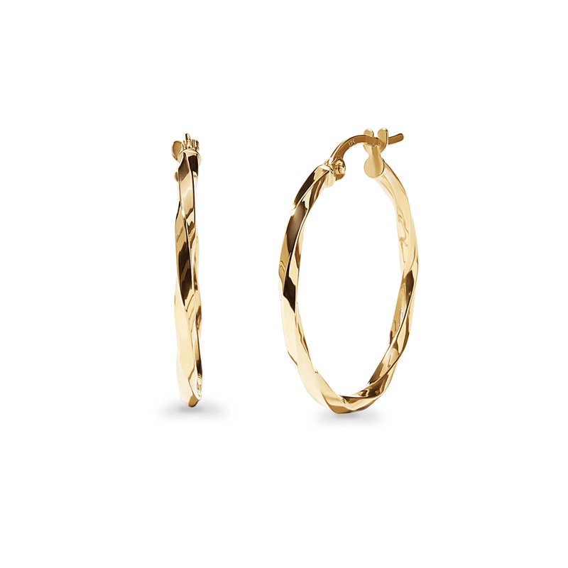 20mm Round Twist Hoop Earrings in 9kt Yellow Gold Earrings Bevilles 