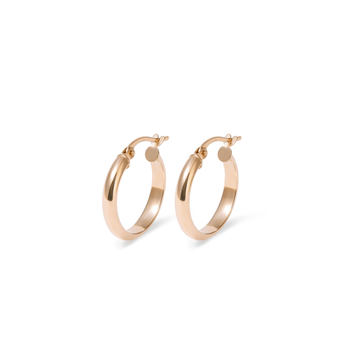 15mm Half Round Hoop Earrings in 9kt Yellow Gold Earrings Bevilles 