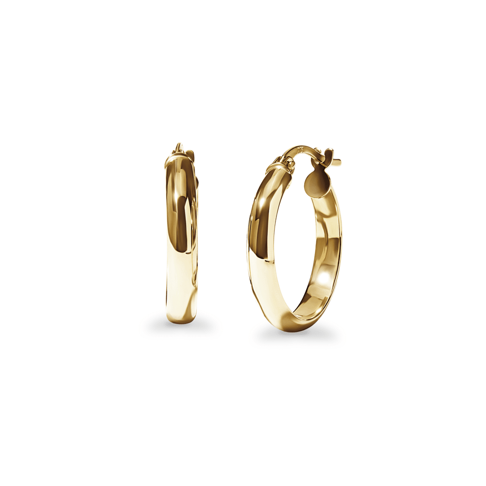15mm Half Round Hoop Earrings in 9kt Yellow Gold Earrings Bevilles 