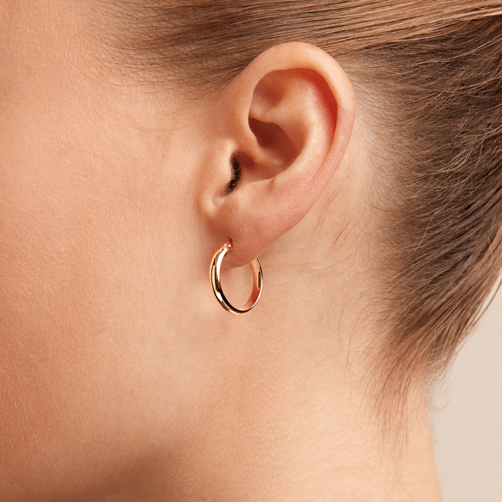 15mm Half Round Hoop Earrings in 9kt Yellow Gold Earrings Bevilles 