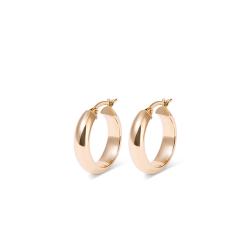 15mm Thick Half Round Hoop Earrings in 9kt Yellow Gold Earrings Bevilles 
