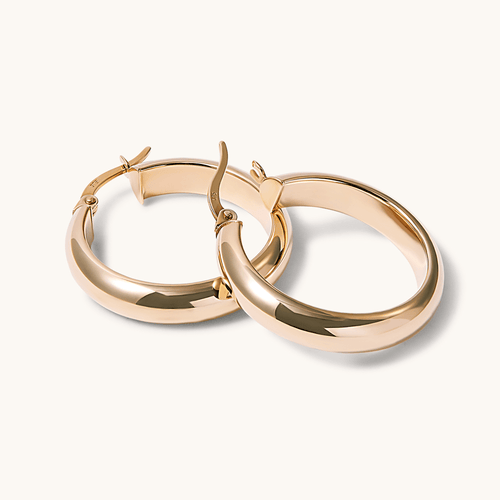 20mm Thick Half Round Hoop Earrings in Sterling Silver Earrings Bevilles 