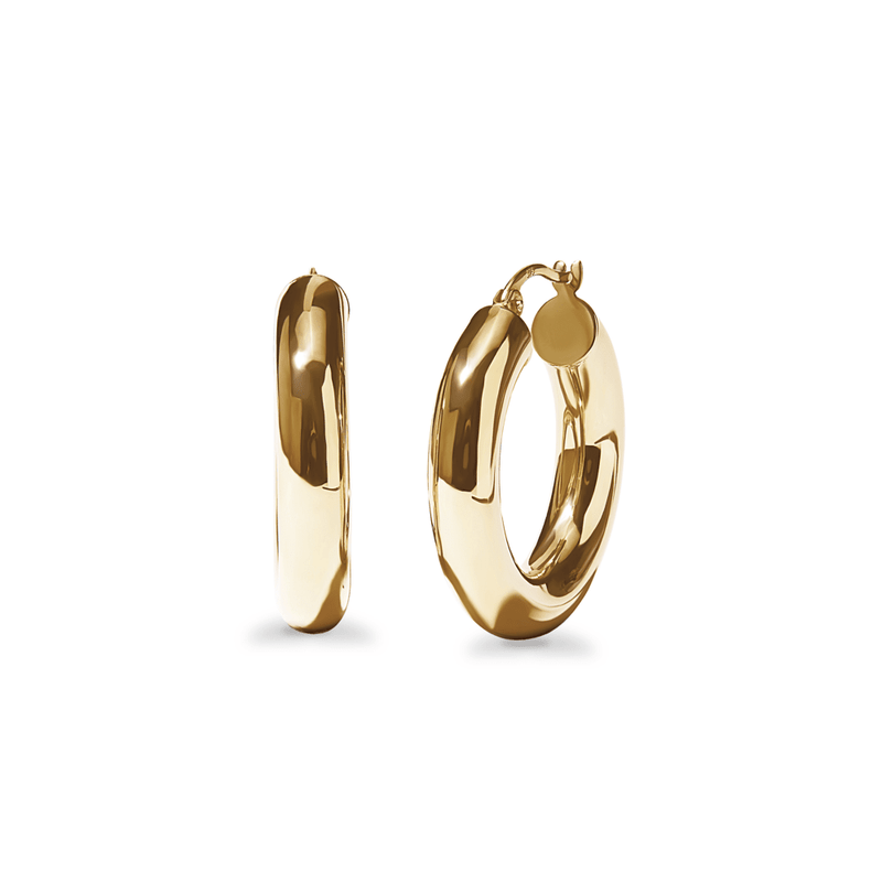 Round Polished Hoop Earrings in 9ct Yellow Gold Bevilles Jewellers 