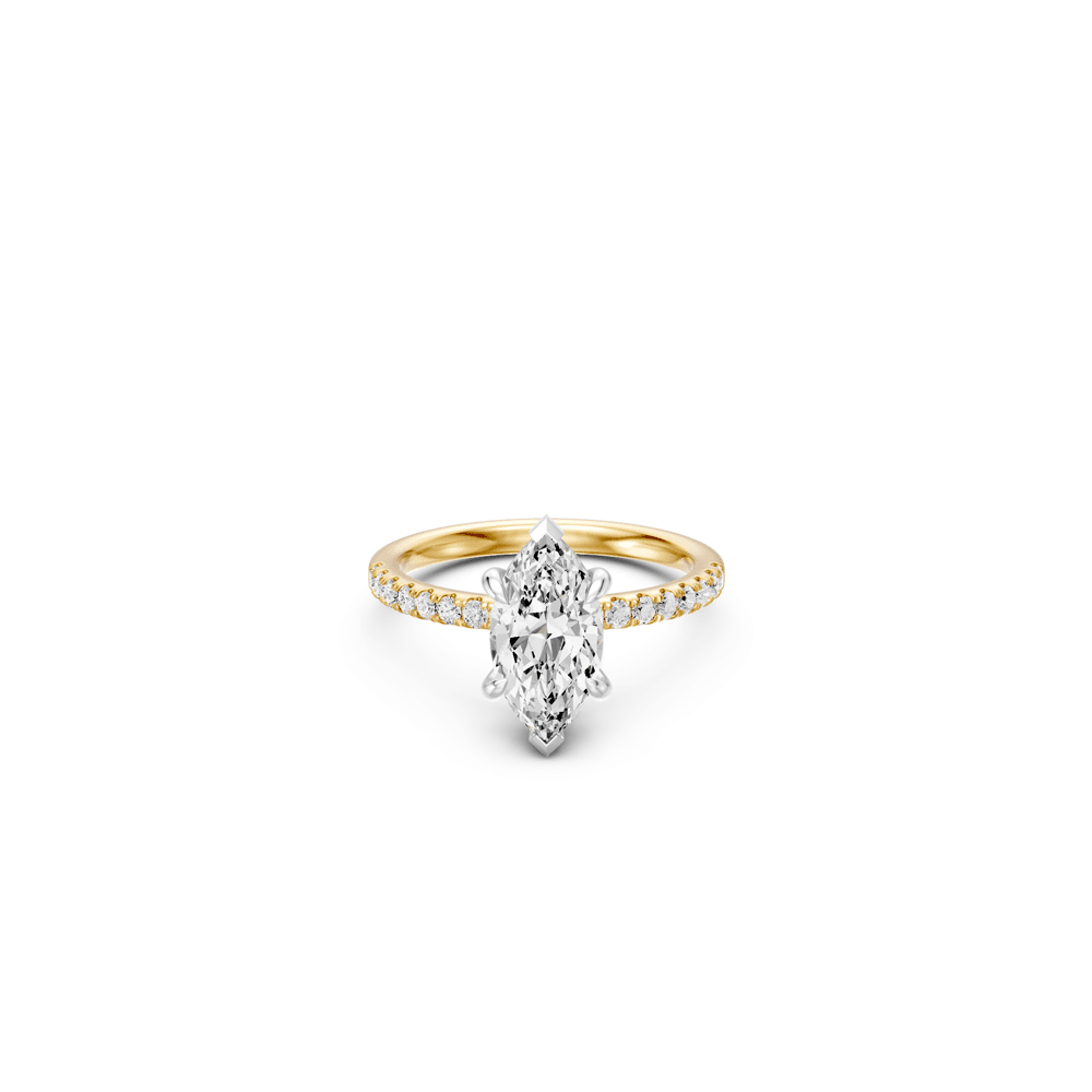 Marquise Solitaire Shoulder Ring with 2.25tw of Laboratory-Grown Diamonds in 18kt Yellow and White Gold Rings Bevilles 