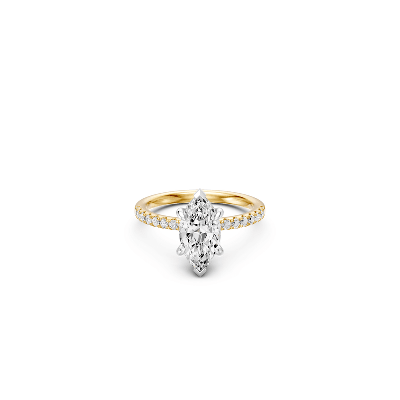 Marquise Solitaire Shoulder Ring with 2.25tw of Laboratory-Grown Diamonds in 18kt Yellow and White Gold Rings Bevilles 