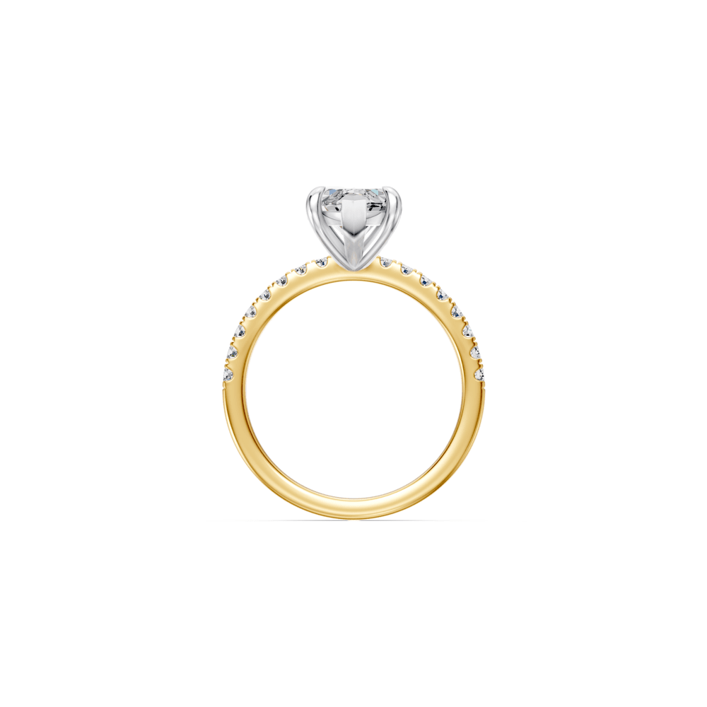Marquise Solitaire Shoulder Ring with 2.25tw of Laboratory-Grown Diamonds in 18kt Yellow and White Gold Rings Bevilles 