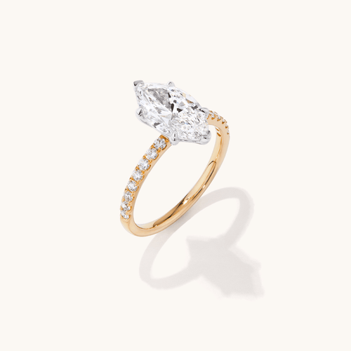 Marquise Solitaire Shoulder Ring with 2.25tw of Laboratory-Grown Diamonds in 18kt Yellow and White Gold Rings Bevilles 