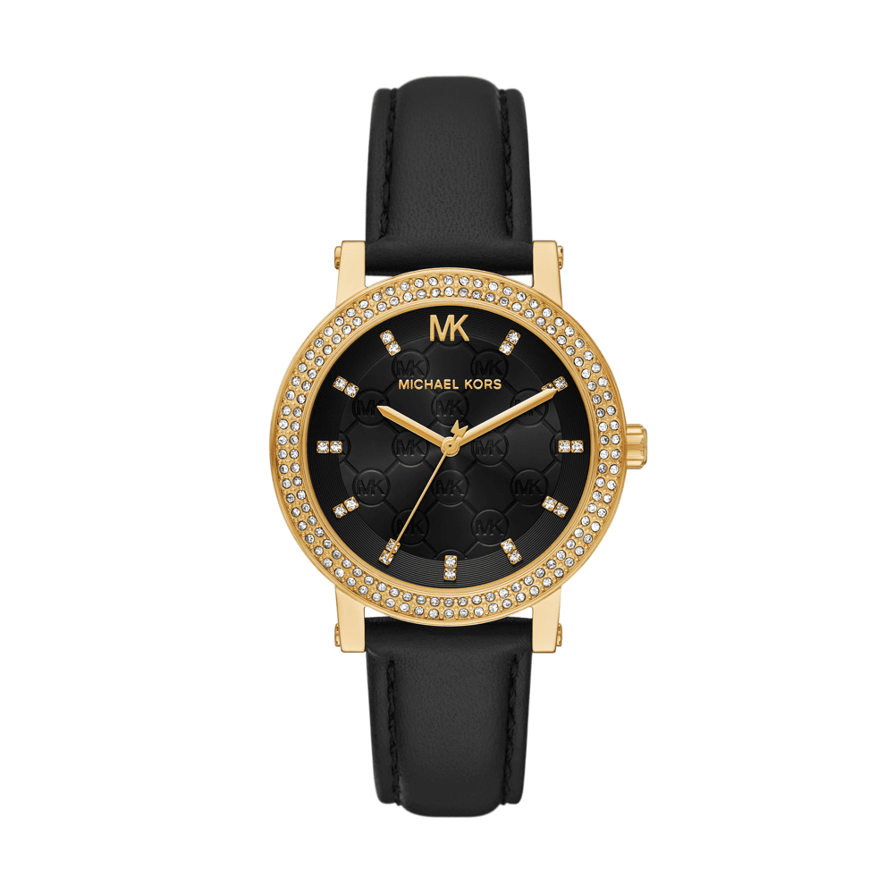 Michael Kors Corey Three-Hand Black Leather Watch MK4896