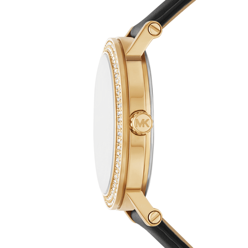 Michael Kors Corey Three-Hand Black Leather Watch MK4896 Watches Michael Kors 