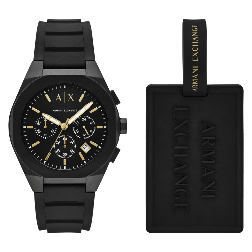 Armani Exchange Chronograph Black Silicone Watch AX7165SET Watches Armani Exchange 