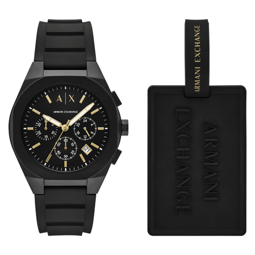 Armani Exchange Chronograph Black Silicone Watch AX7165SET Watches Armani Exchange 