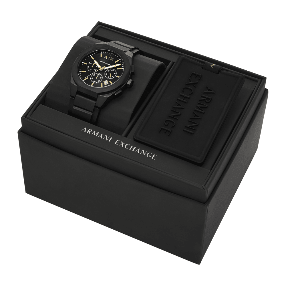 Armani Exchange Chronograph Black Silicone Watch AX7165SET Watches Armani Exchange 