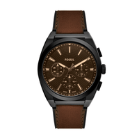 Fossil Everett Chronograph Brown Leather Watch FS6108 Watches Fossil 