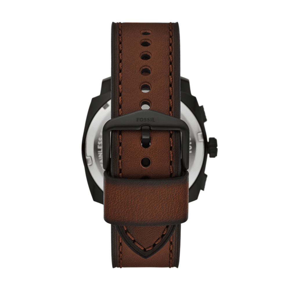 Fossil Machine Chronograph Brown Leather Watch and Bracelet Set FS6102SET Watches Fossil 