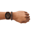 Fossil Machine Chronograph Brown Leather Watch and Bracelet Set FS6102SET Watches Fossil 