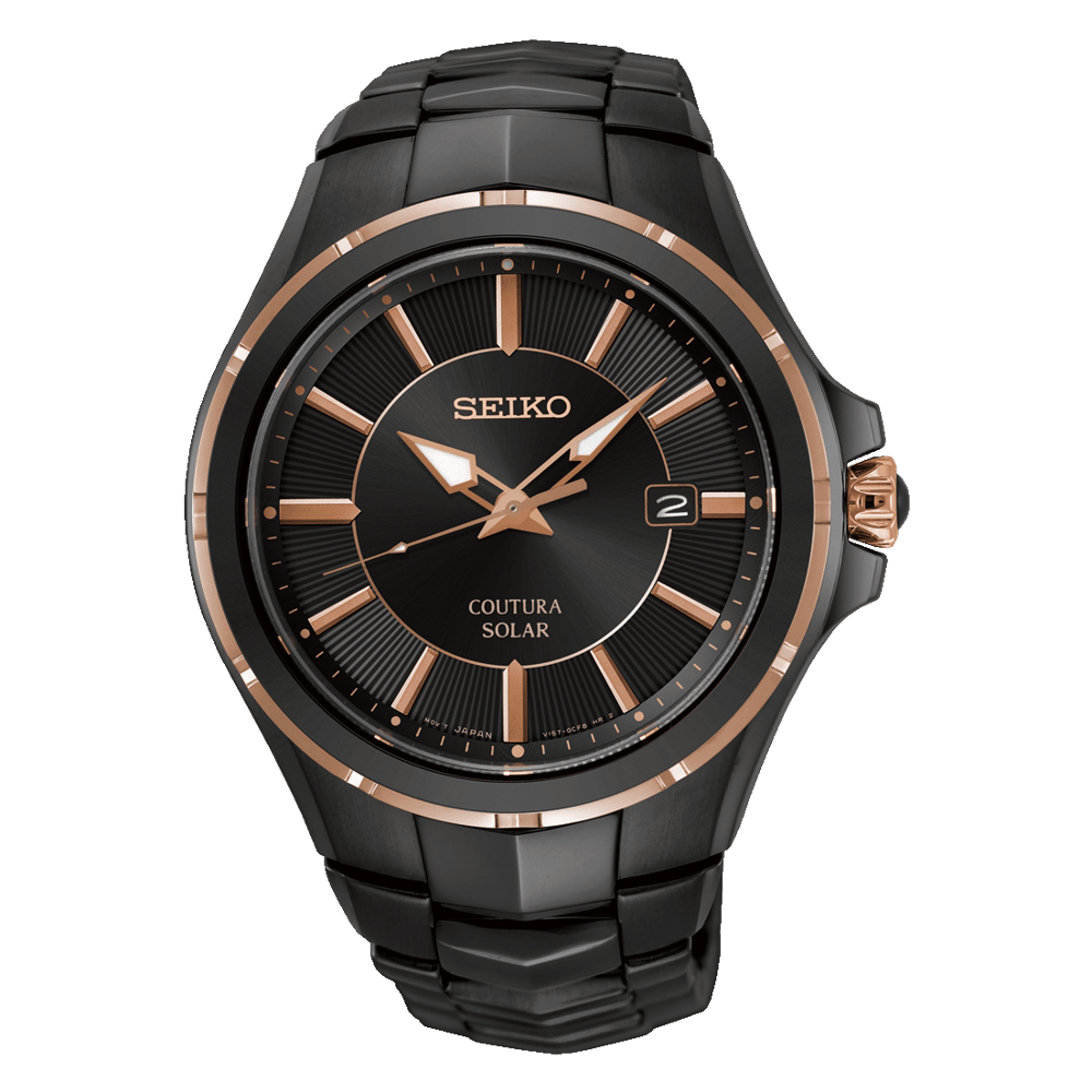 Seiko Mens Stainless Steel Black Watch SNE516P Watches Seiko 