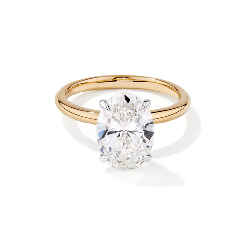 3.00ct Oval Solitaire Laboratory-Grown Diamond Ring in 18kt Yellow and White Gold