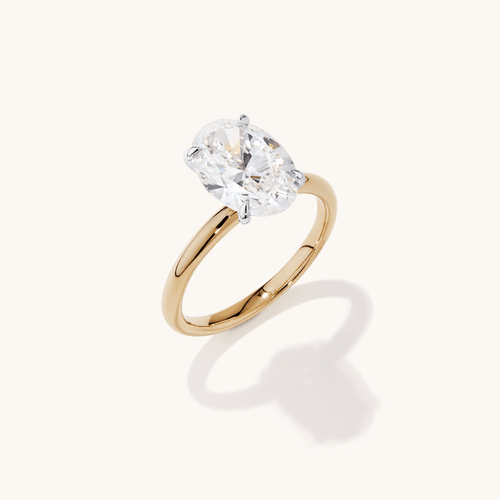 3.00ct Oval Solitaire Laboratory-Grown Diamond Ring in 18kt Yellow and White Gold Rings Bevilles 