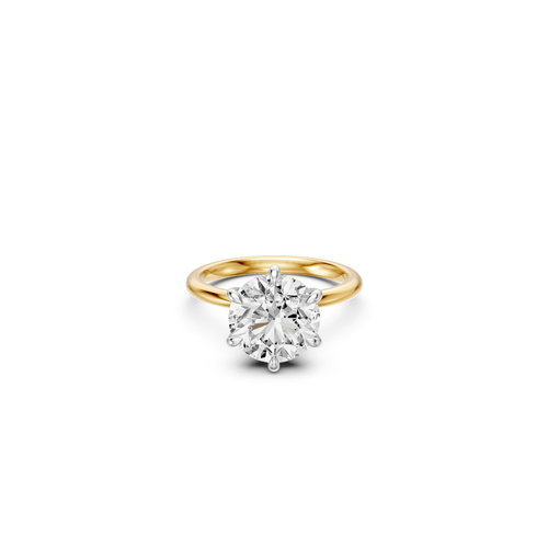 5.00ct Round Brilliant Solitaire Laboratory-Grown Diamond Ring in 18kt Yellow and White Gold Rings Bevilles 