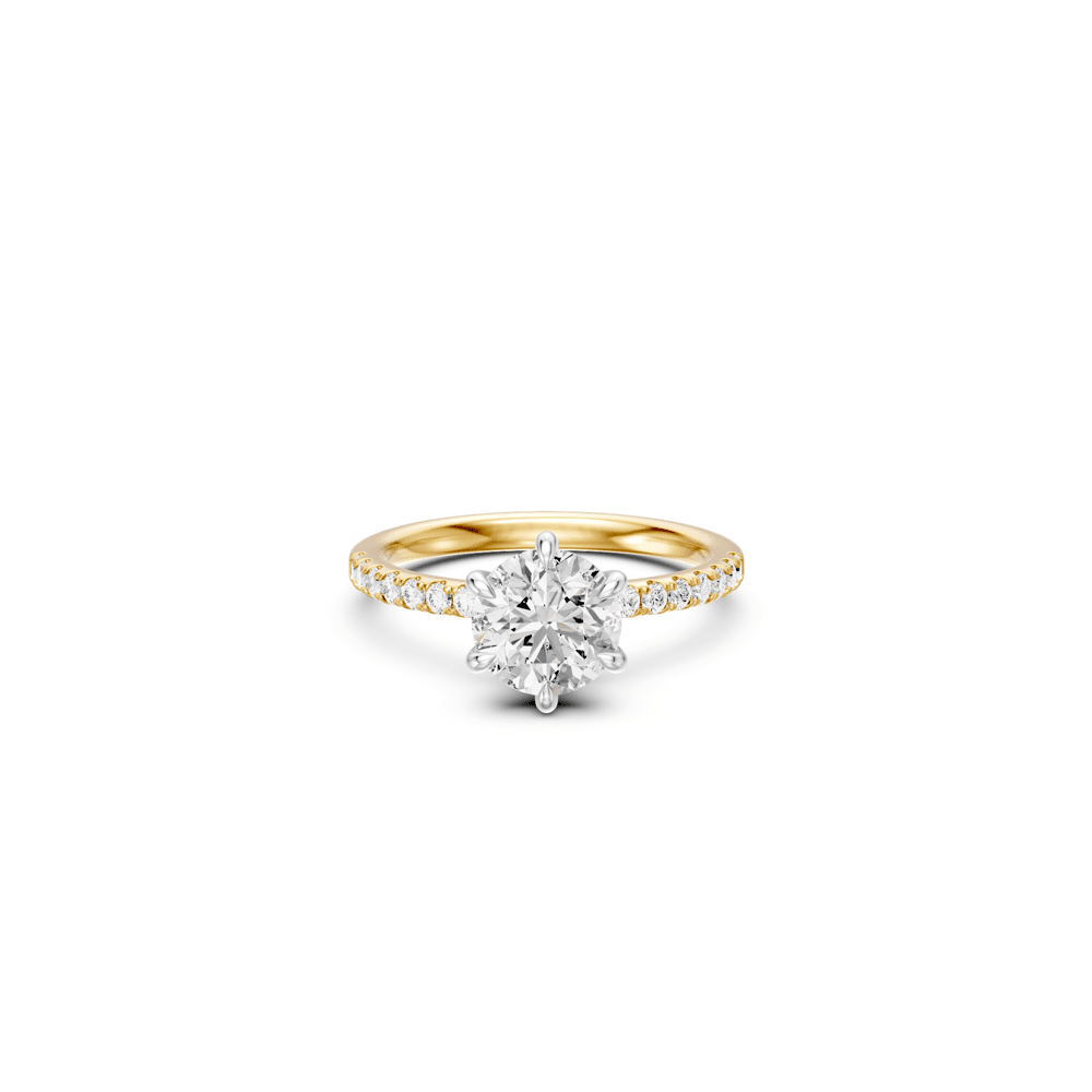 Round Brilliant Solitaire Shoulder Ring with 2.25tw of Laboratory-Grown Diamonds in 18kt Yellow and White Gold Rings Bevilles 