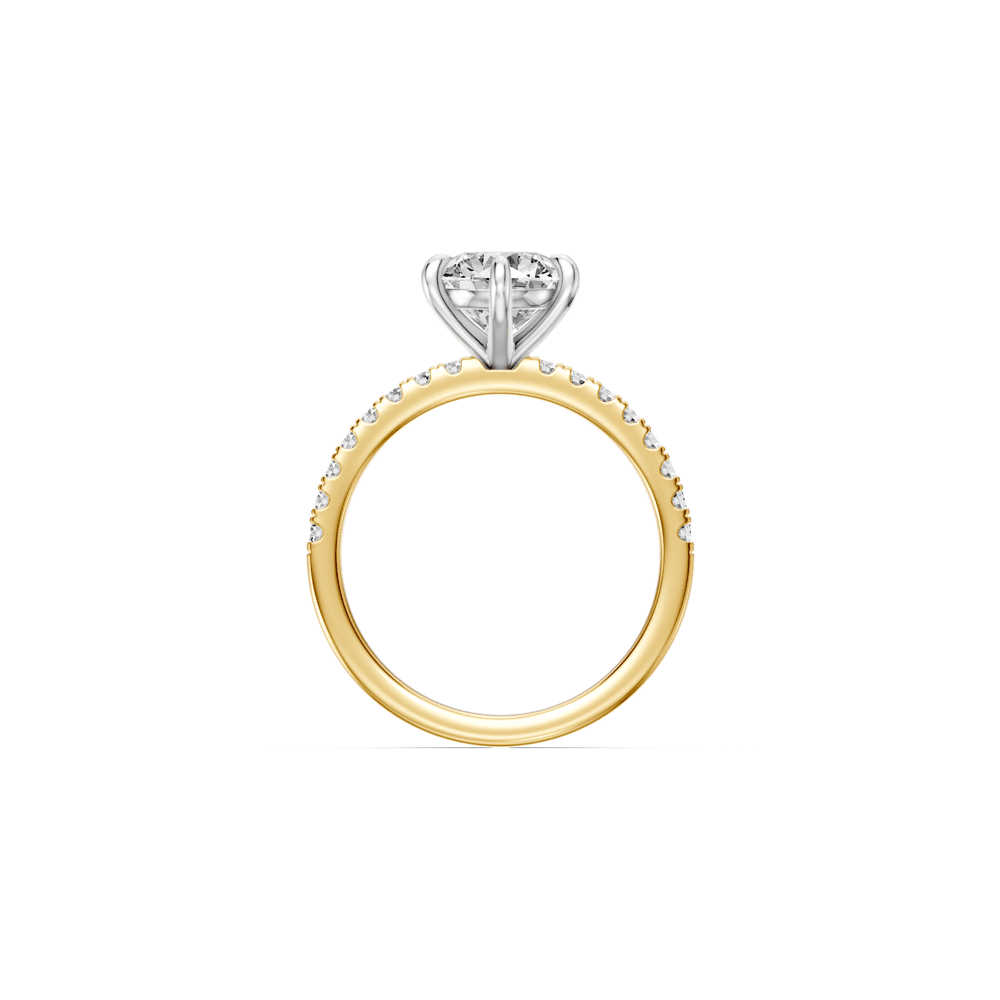 Round Brilliant Solitaire Shoulder Ring with 2.25tw of Laboratory-Grown Diamonds in 18kt Yellow and White Gold Rings Bevilles 