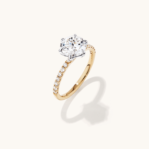 Round Brilliant Solitaire Shoulder Ring with 2.25tw of Laboratory-Grown Diamonds in 18kt Yellow and White Gold Rings Bevilles 