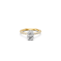 Oval Solitaire Shoulder Ring with 2.25tw of Laboratory-Grown Diamonds in 18kt Yellow and White Gold Rings Bevilles 