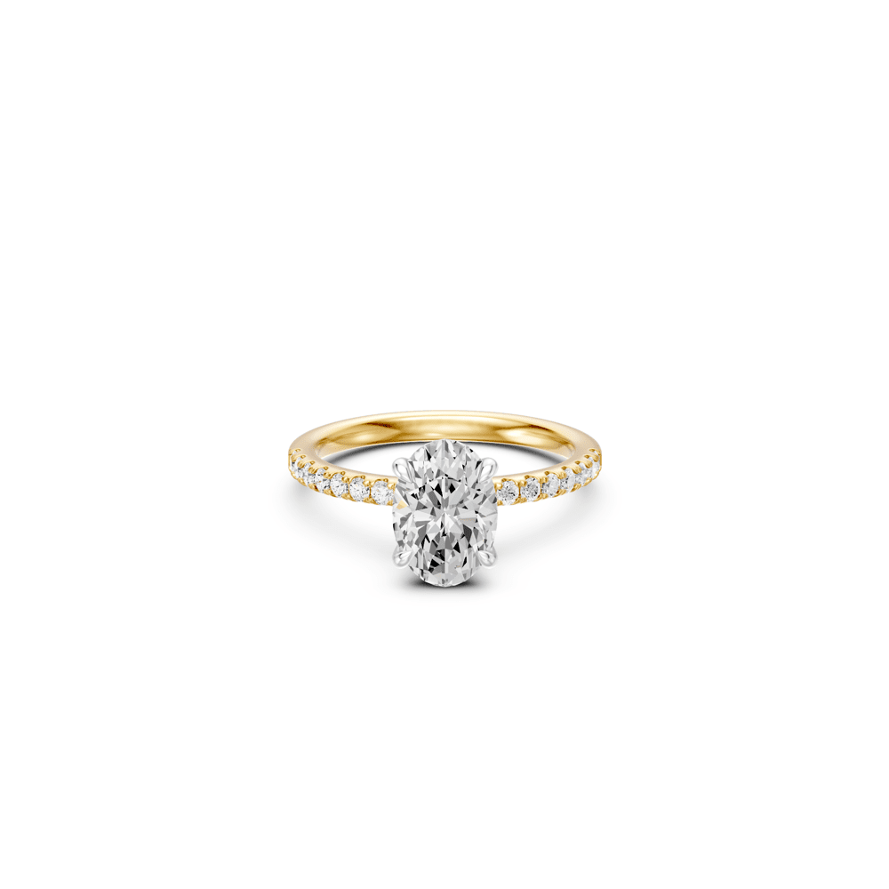 Oval Solitaire Shoulder Ring with 2.25tw of Laboratory-Grown Diamonds in 18kt Yellow and White Gold Rings Bevilles 