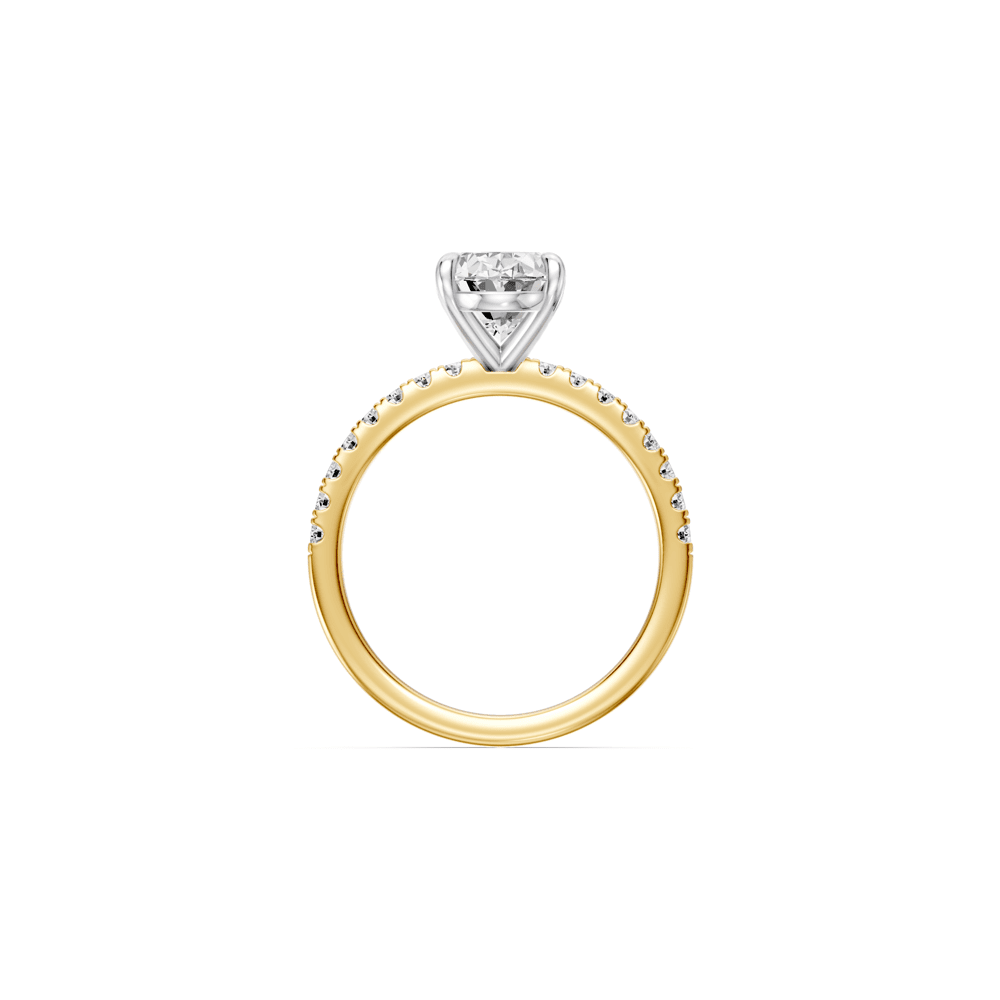Oval Solitaire Shoulder Ring with 2.25tw of Laboratory-Grown Diamonds in 18kt Yellow and White Gold Rings Bevilles 