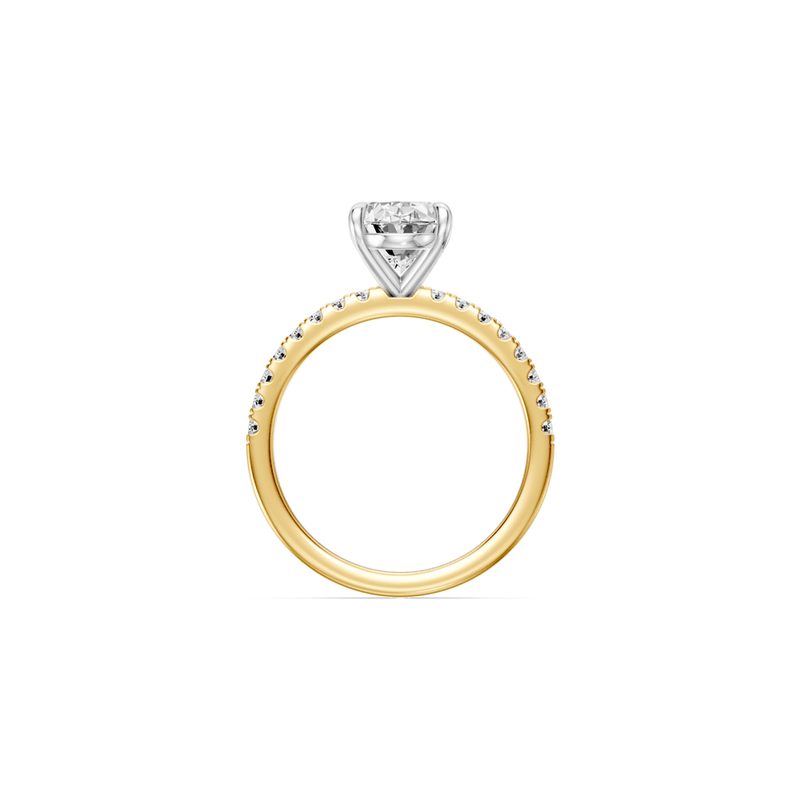 Oval Solitaire Shoulder Ring with 2.25tw of Laboratory-Grown Diamonds in 18kt Yellow and White Gold Rings Bevilles 