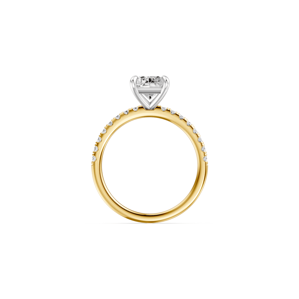 Radiant Solitaire Shoulder Ring with 2.25tw of Laboratory-Grown Diamonds in 18kt Yellow and White Gold Rings Bevilles 