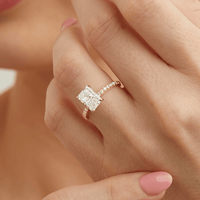 Radiant Solitaire Shoulder Ring with 2.25tw of Laboratory-Grown Diamonds in 18kt Yellow and White Gold Rings Bevilles 