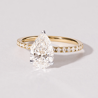 Pear Solitaire Shoulder Ring with 2.25tw of Laboratory-Grown Diamonds in 18kt Yellow and White Gold Rings Bevilles 