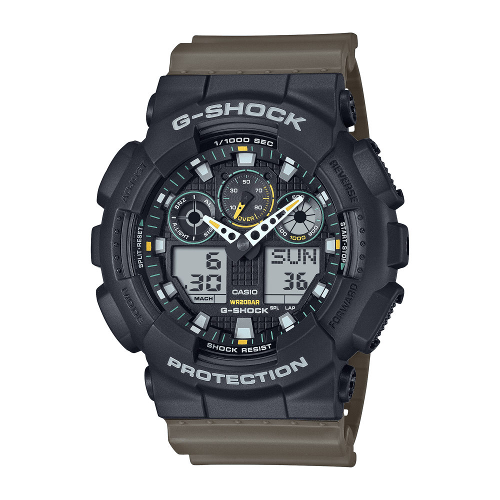 Casio G-Shock Black and Beige Digital Watch GA100TU-1A3 Watches Casio G Shock 